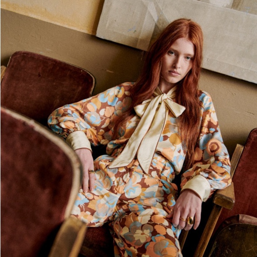 NWOT Sezane Zelda Floral Blouse